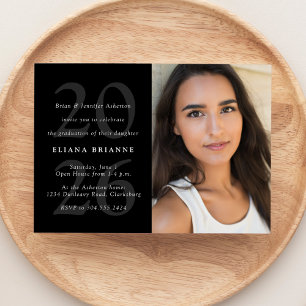 Invitación Clase de 2026 foto de graduación simple en blanco 