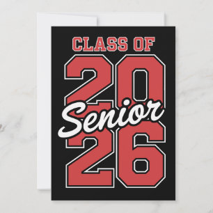 Invitación Clase de 2026 Graduación de último año en rojo 26