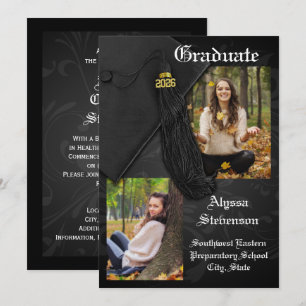 Invitación Clase de 2026 Graduación Digna con Borla Negra