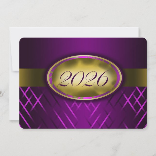 Invitación Clase de 2026 Morado y Dorado (Anverso)