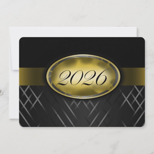 Invitación Clase de 2026 Negro y Dorado (Anverso)