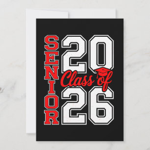 Invitación Clase de 2026 Senior 26 Rojo Graduación Graduado