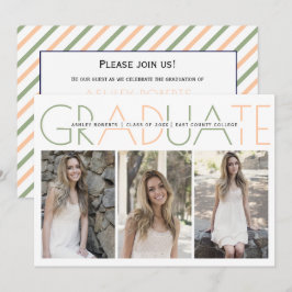 Invitación Clase de 2026 verde salvia, foto de graduación en 