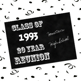 Invitación Clase de 20 años Reunión Blanco y Negro