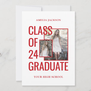 Invitación Clase De 25 Fotos Casa Abierta Roja Y Blanca