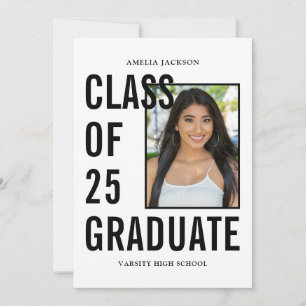 Invitación Clase De 25 Modernas Fiestas De Graduación En Blan