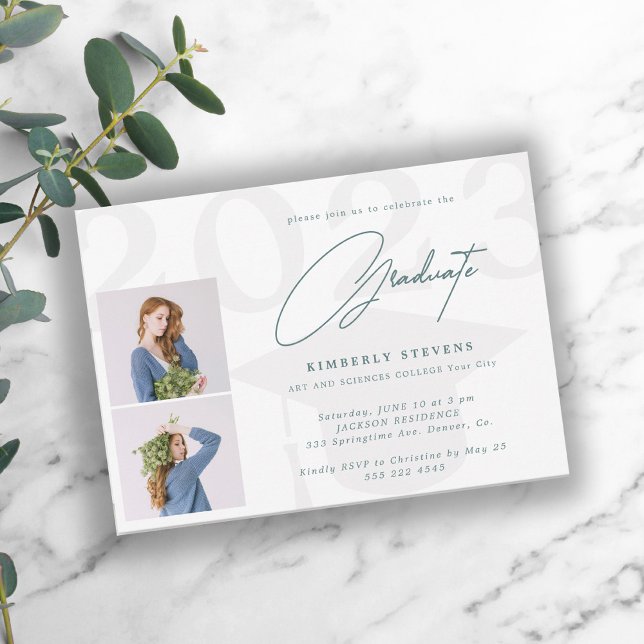 Invitación Clase de año elegante 2 fotos fiesta de graduación (Subido por el creador)