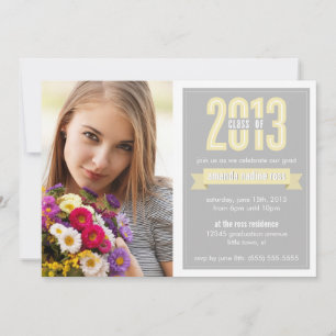 Invitación Clase de cartel gris amarillo de graduación fotogr