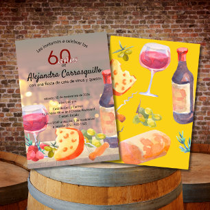 Invitación Clase de Cata de Vino y Queso Español Cumpleaños E
