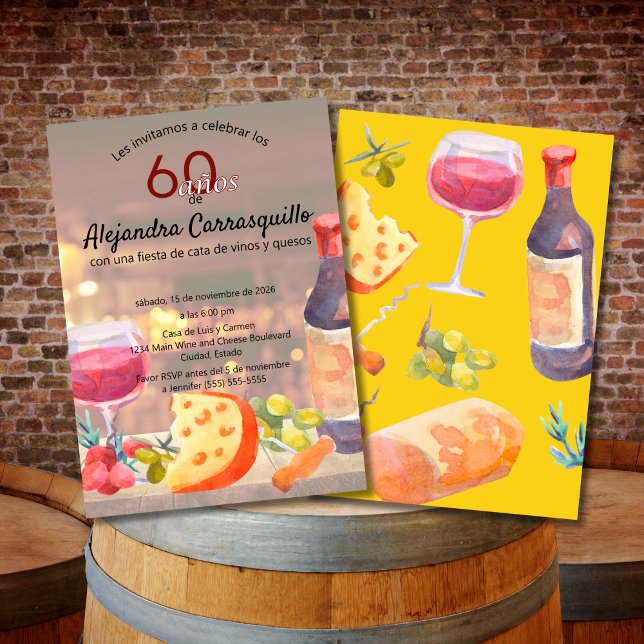 Invitación Clase de Cata de Vino y Queso Español Cumpleaños E (Subido por el creador)