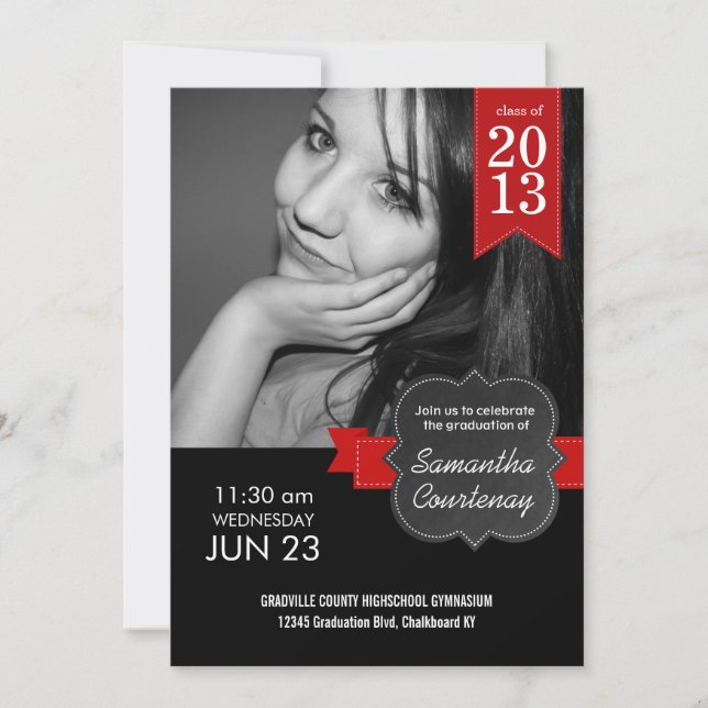 Invitación Clase de cinta roja de cartón de 2013 Gran Grado d (Anverso)