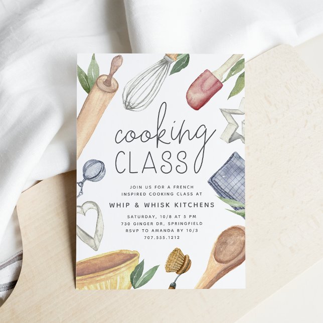 Invitación Clase de cocina de color de agua dulce (Subido por el creador)