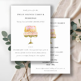 Invitación Clase de cocina de pastelería de acuarela colorida