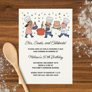 Invitación Clase de cocina del chef caprichoso Fiesta de cump