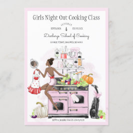 Invitación Clase de cocina para chicas noche fuera