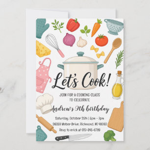 Invitación Clase de cocina para niños cumpleaños personalizad