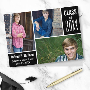Invitación Clase de Collage de fotos de graduación moderna de