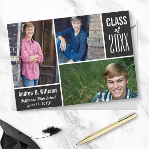 Invitación Clase de Collage de fotos de graduación moderna de