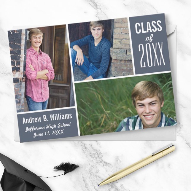 Invitación Clase de Collage de fotos de graduación moderna de (Subido por el creador)