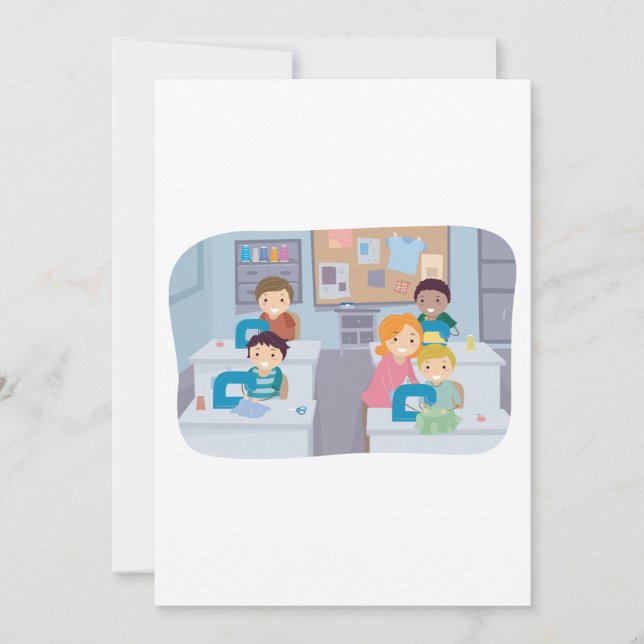 Invitación Clase de Costura para Niños Diversión Creativa y A (Anverso)