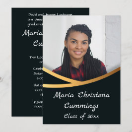 Invitación Clase De Elegancia Dorada De Graduación De Foto
