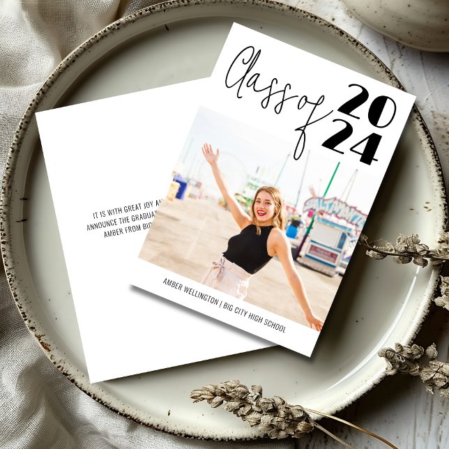 Invitación Clase de escritura moderna de graduación de fotogr (Subido por el creador)