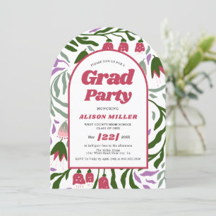 Invitación Clase de flores retro 2025 Graduación arqueada