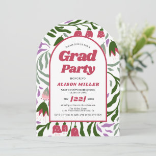 Invitación Clase de flores retro 2025 Graduación arqueada