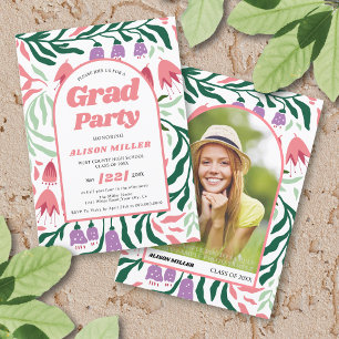 Invitación Clase de flores retro boho 2025 Graduación