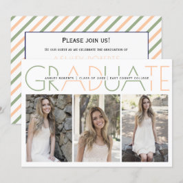 Invitación Clase de foto de graduación de melocotón verde de 