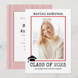 Invitación Clase de foto de graduación roja de máquina de esc