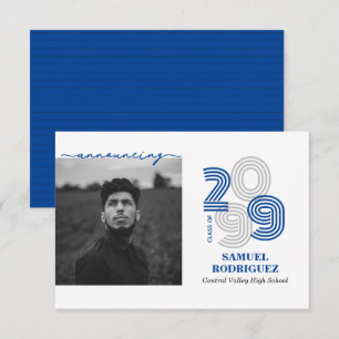 Invitación Clase de foto de los grandes números del retro azu
