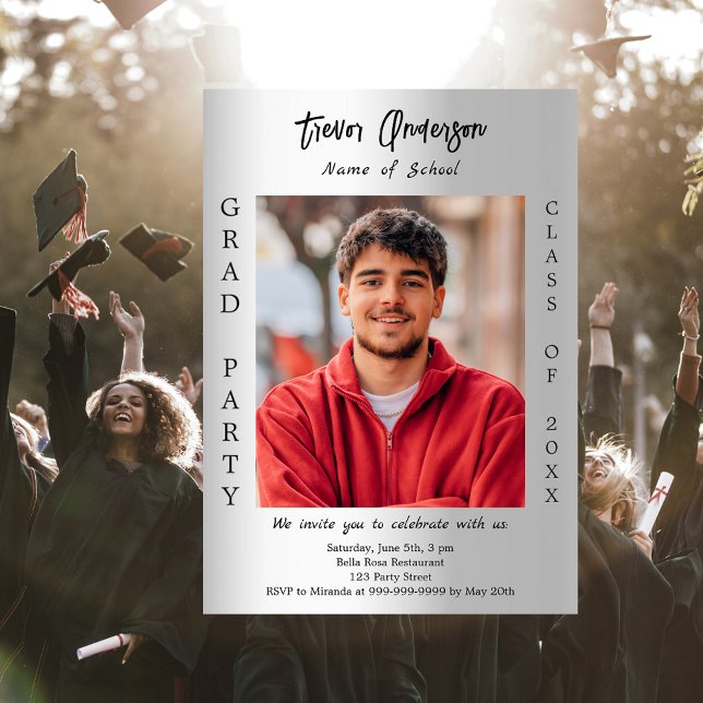 Invitación Clase de foto de plata de fiesta de graduación de  (Subido por el creador)