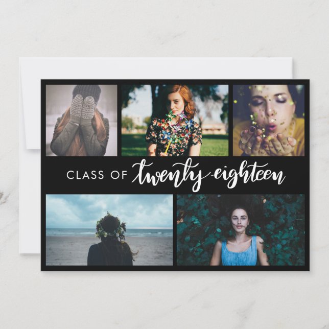 Invitación Clase de foto el pipe% moderna del graduado cinco (Anverso)