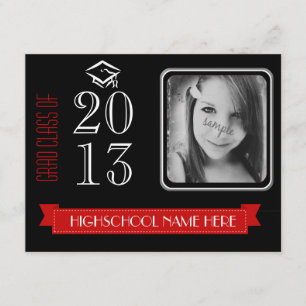Invitación Clase de Foto Grad Red and Black 2013