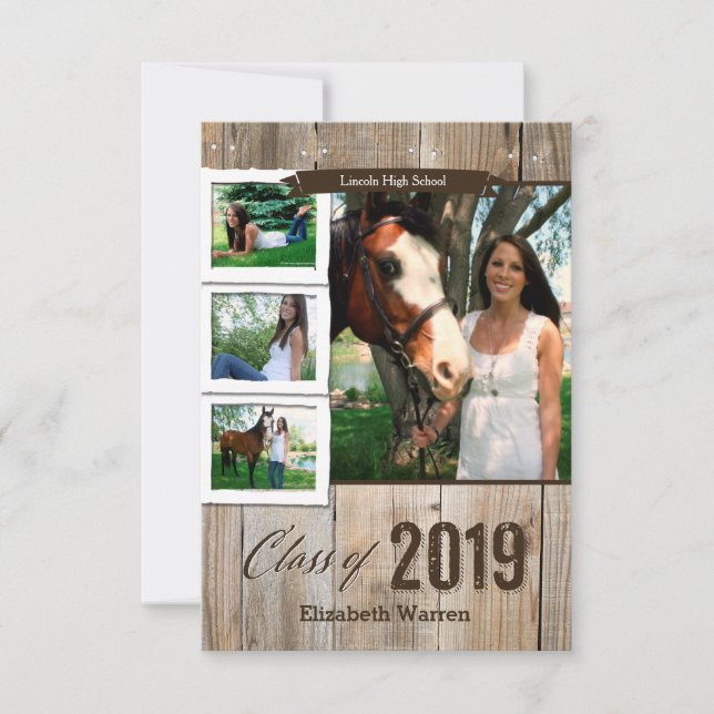 Invitación Clase de Foto Rústica de Graduación 2019 (Anverso)