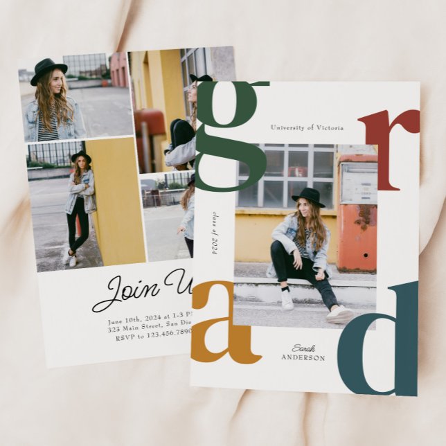 Invitación Clase de fotografía retro negrita de 2024 Graduaci (Subido por el creador)