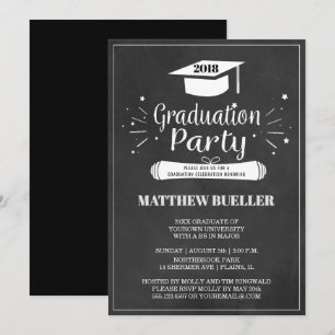 Invitación Clase de Grad Cap Chalkboard Graduation Party 2018