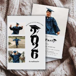 Invitación Clase de graduación 2026 de collage de fotos minim