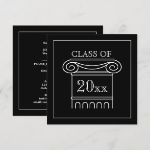 Invitación Clase de Graduación Año Elegante blanco negro mode