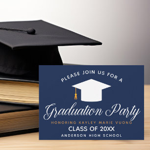 Invitación Clase de graduación azul marino personalizada 2023