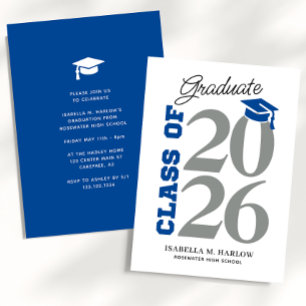 Invitación Clase de graduación Blue Gray YY