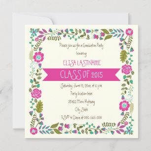 Invitación Clase de graduación de 2015 de la frontera floral 