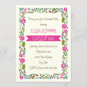 Invitación Clase de graduación de 2015 de la frontera floral 