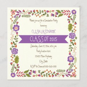 Invitación Clase de graduación de 2015 de la frontera morada