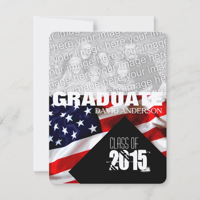 Invitación Clase de Graduación de Bandera Americana de la Inv (Anverso)