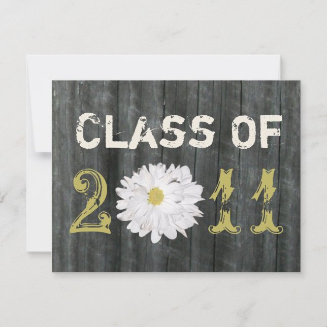 Invitación Clase de Graduación de Barnwood y Daisy de 2011 (Anverso)