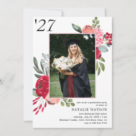 Invitación Clase de graduación de flores brillantes de 2025 F