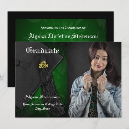 Invitación Clase de Graduación de Foto de Tassel Verde 2025