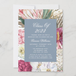 Invitación Clase de Graduación de Foto Floral acuática 2022